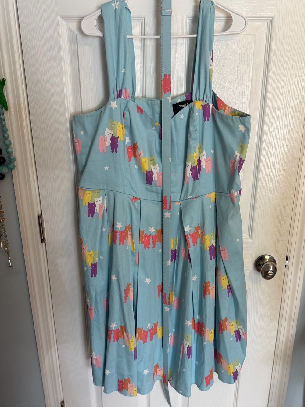 Modcloth Collectif Pastel Rainbow Cat Retro Pinup Dress